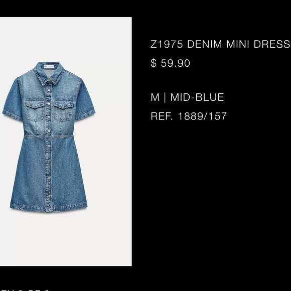 Zara Denim Mini Dress - Blue - Picture 1 of 1